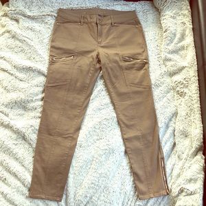 WHBM Skimmer Khaki Pants With Ankle Zipper
